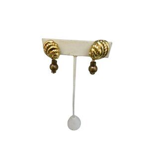 Vintage Christian Dior Metal & Resin Dangle Clip Earrings (A8218)